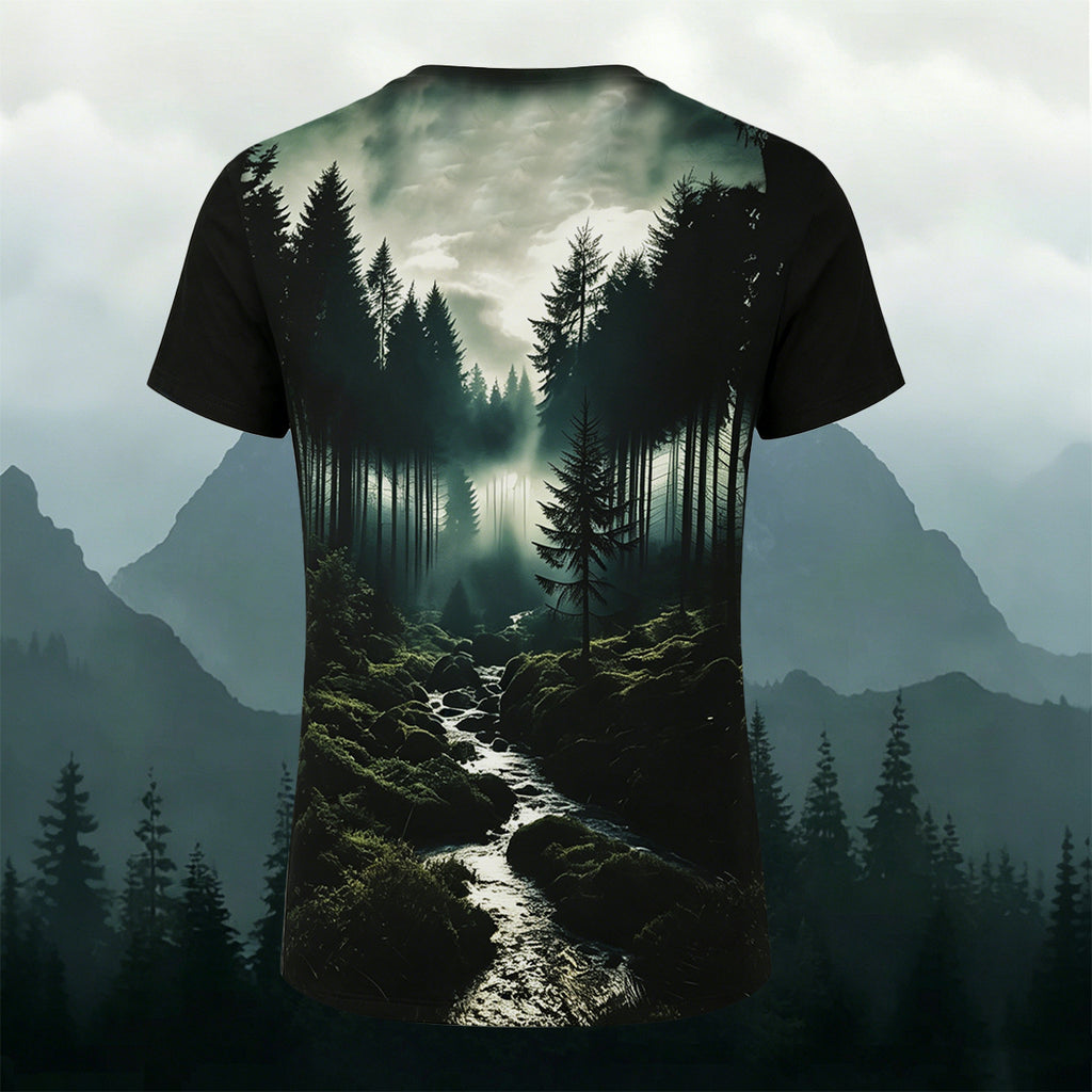 Natural Forest Art Print Casual Cotton T-Shirt