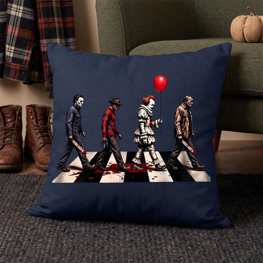 Linen Horror Villain Print Throw Pillow