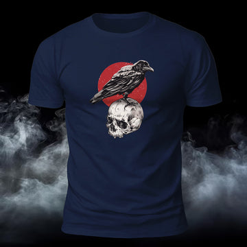 Premium Cotton Retro Crow Skull Printed T-Shirt