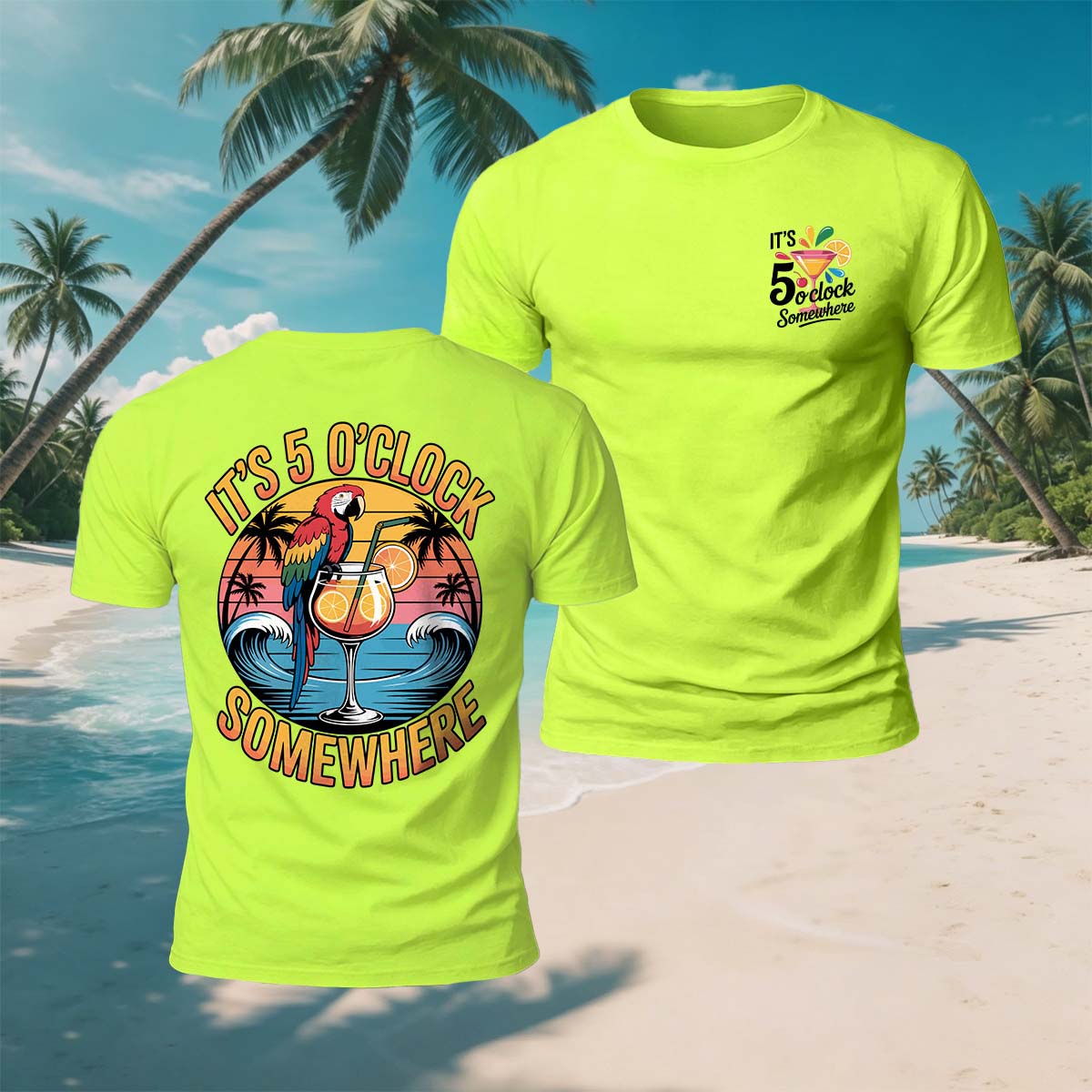 Parrot Drinking Fun Print Beach Casual Breathable Tee