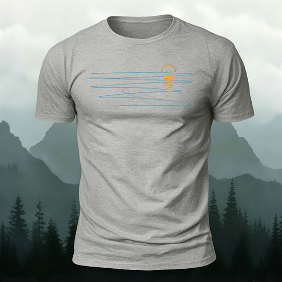 Sunset Line Pattern Minimalist Skin-friendly Casual T-Shirt Grey