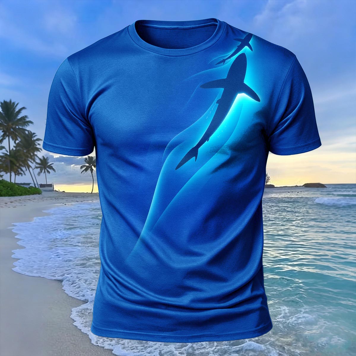 Ocean Spirit Whale Print 100% Cotton Casual T-Shirt