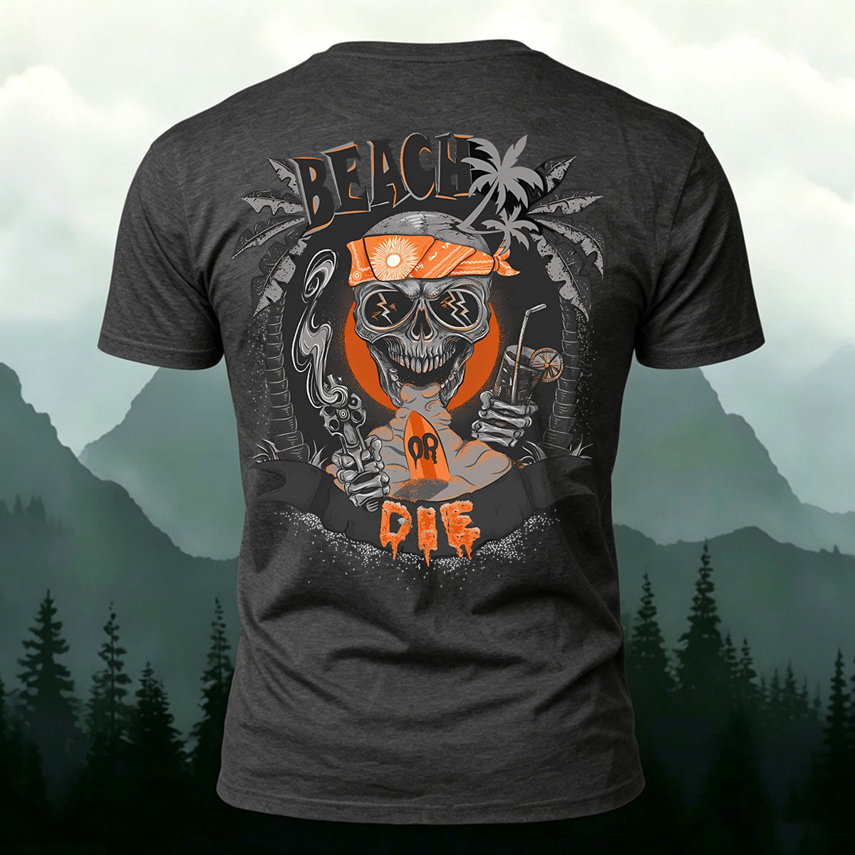 Skull Beach Vacation Fashion 100% Cotton T-Shirt