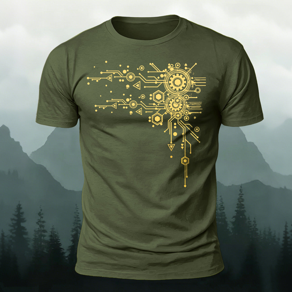 Creative Geometric Mechanical Premium Cotton T-Shirt AMG