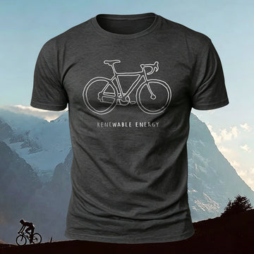 Bicycle Print Pattern Combed Cotton Comfort T-shirt Dark Grey