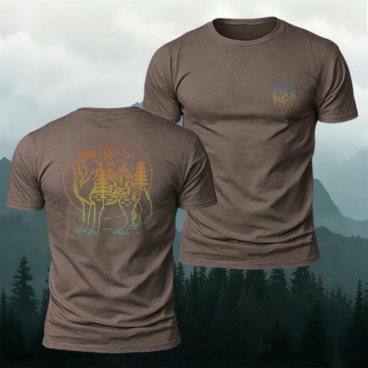 Wolf Forest Nature Art Premium Cotton T-Shirt