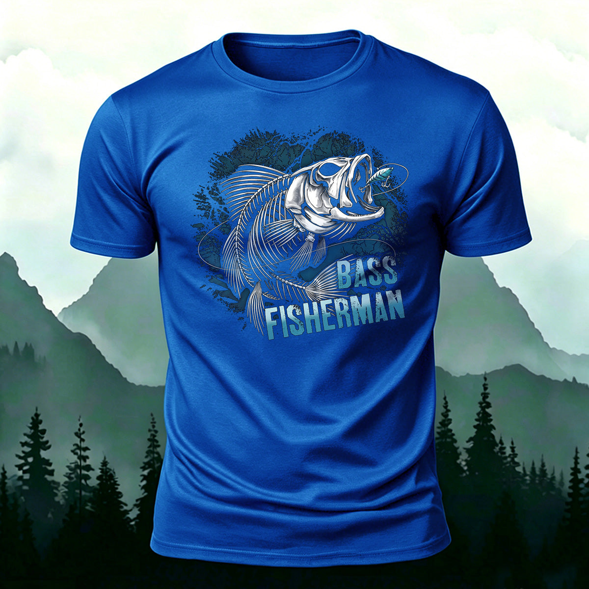Retro Fish Fossil Print Comfortable Cotton T-Shirt