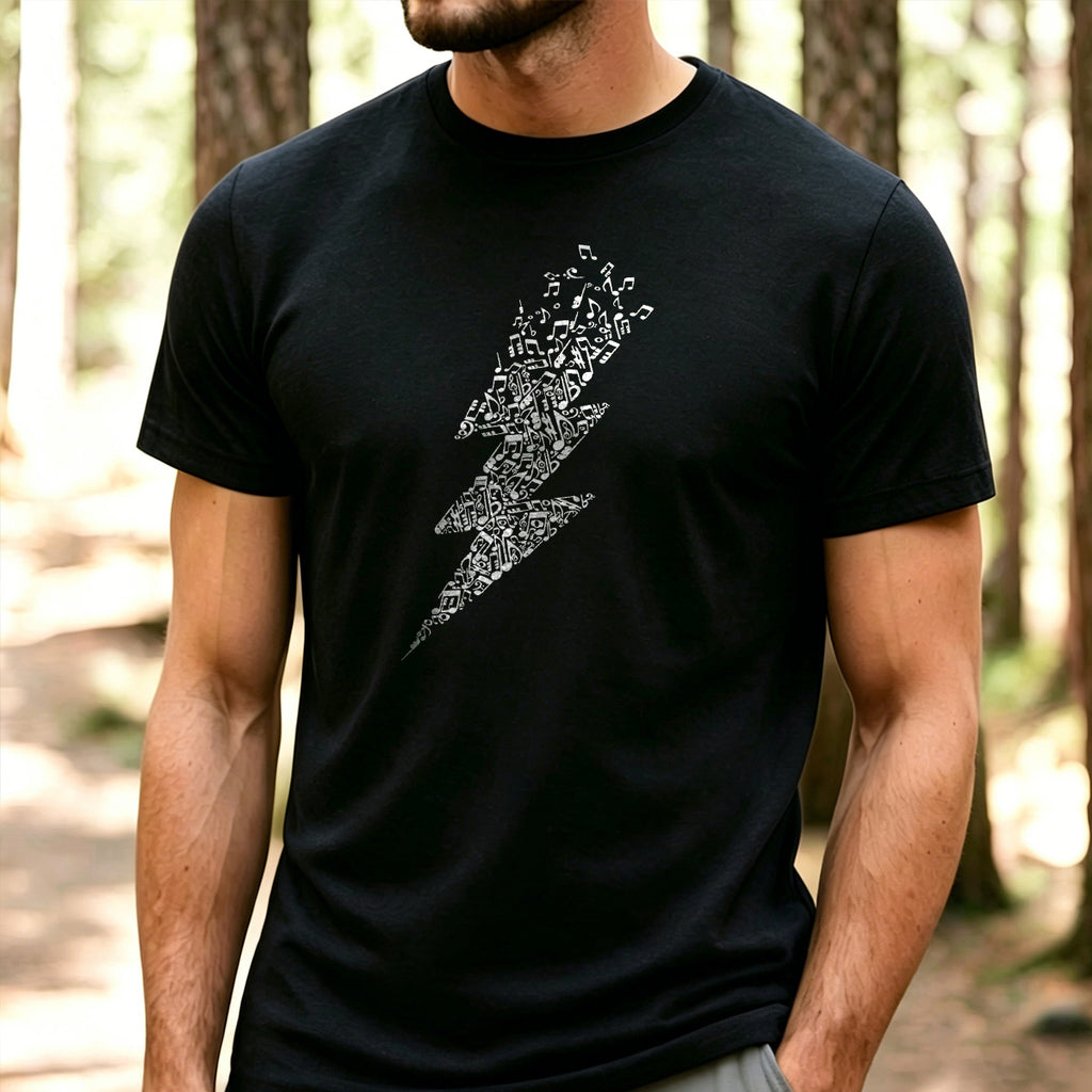 Music Lightning Pattern Fashionable Soft-touch Feel T-shirt