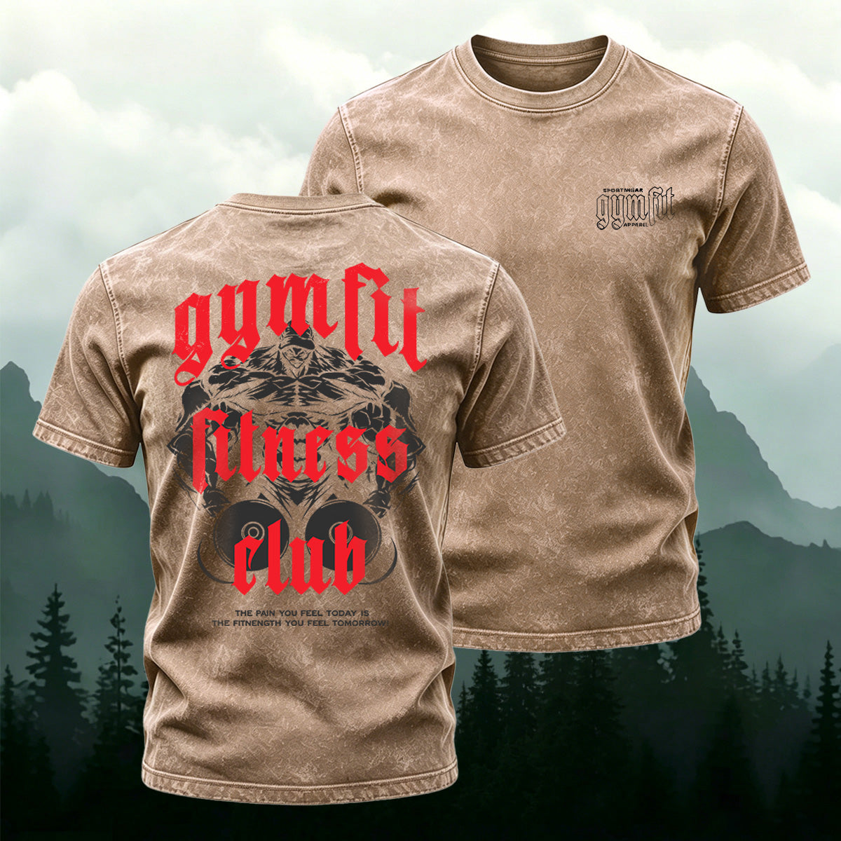Fitness Club Retro Casual Washed Cotton T-Shirt