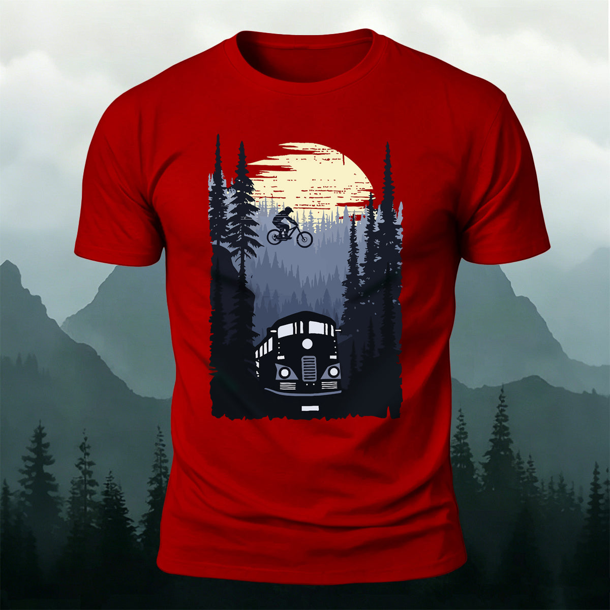 Mountain Biking Print Outdoor Trendy Casual Tee