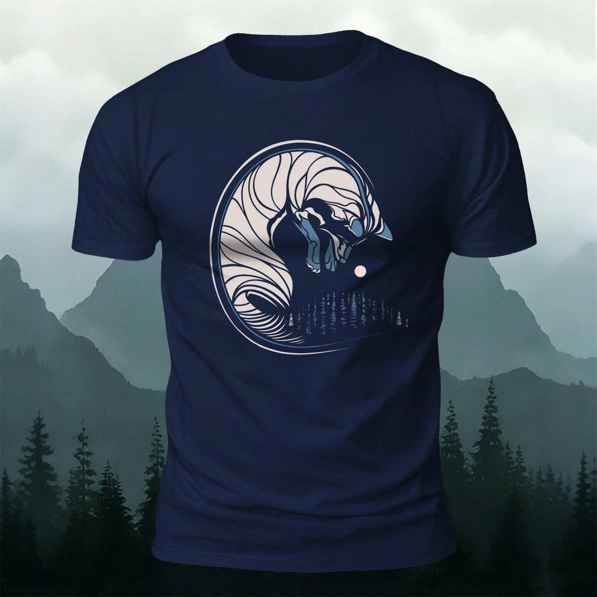 Fox Sketch Print Outdoor Comfort Cotton T-Shirt