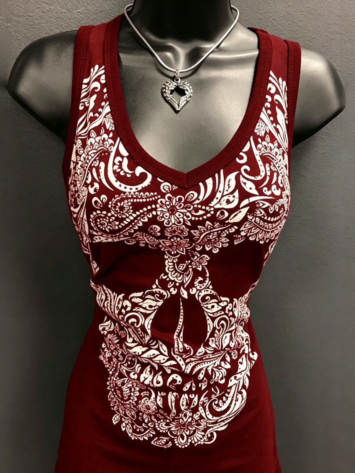 Fashion Sexy Crew Neck Skull Print Sleeveless Vest
