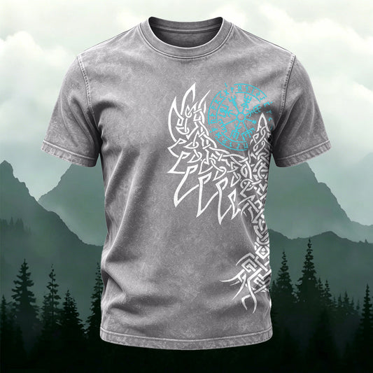 Washed Cotton Tribal Totem Print Casual T-Shirt