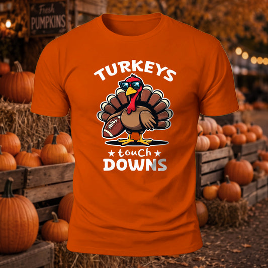 Turkeys Touch Down Printed Short Sleeve T-Shirt