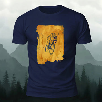 Cotton Black Bear Bicycle Print Crew-Neck T-Shirt