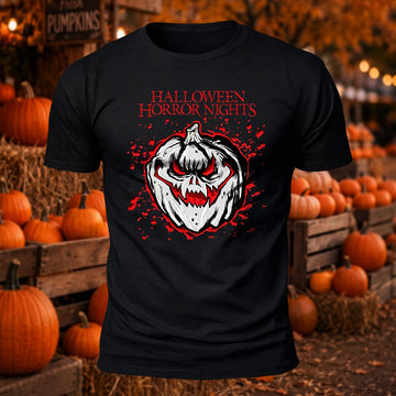 Halloween Horror Nights Skull Pumpkin Printed Short Sleeve T-Shirt