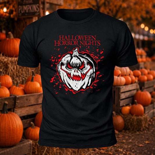 Halloween Horror Nights Skull Pumpkin Printed Short Sleeve T-Shirt