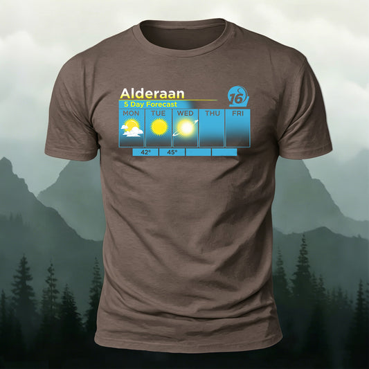 Combed Cotton Weather Forecast Print Crew Neck T-Shirt