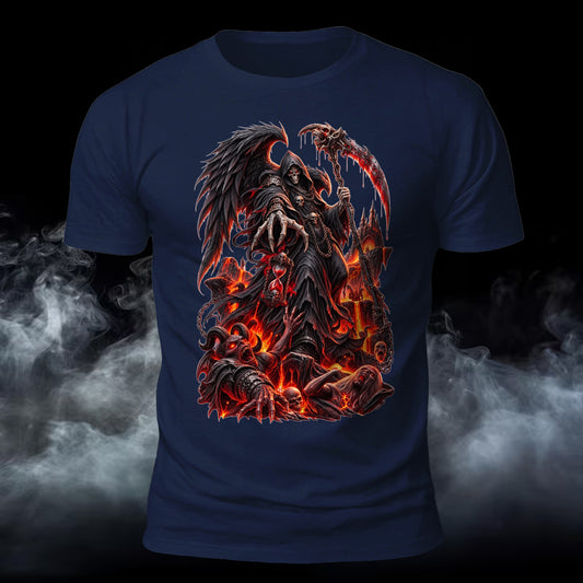 Go To Hell Grim Reaper Printed Short Sleeve T-Shirt