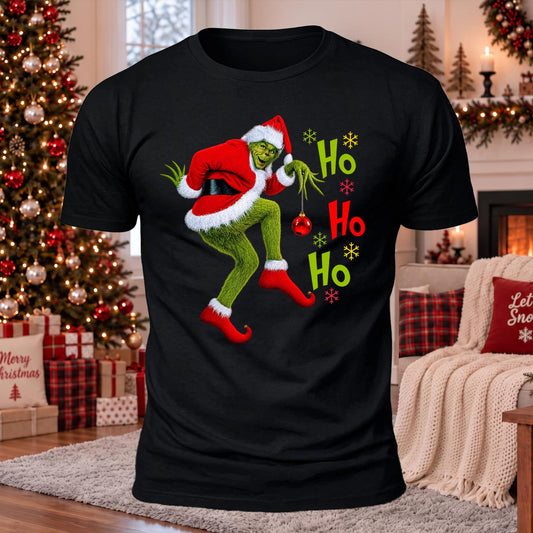 Ho Ho Ho Grinchmas Printed Casual Short Sleeve T-Shirt