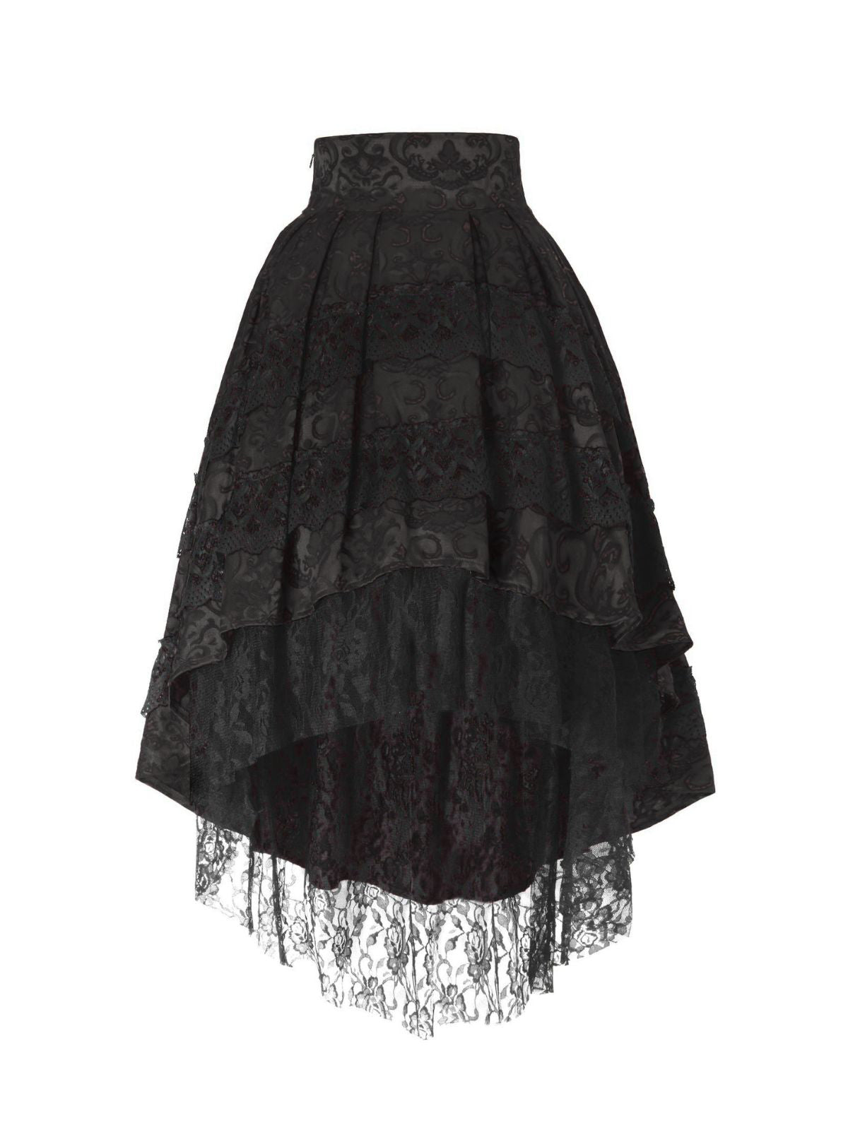 Women's Black Gothic-Style Heavy-Duty Lace Skirt