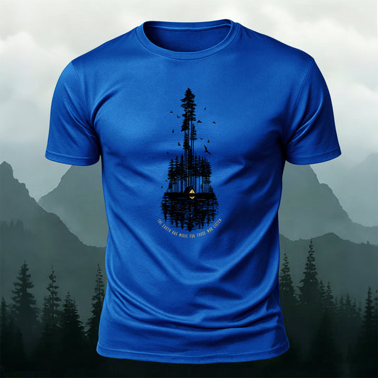 Cotton Forest Camping Print Nature Casual T-Shirt