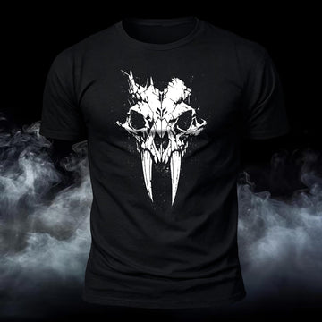 Saber-Toothed Bone Printed Short Sleeve T-Shirt
