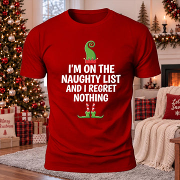 On The Naughty List Printed Casual Short Sleeve T-Shirt