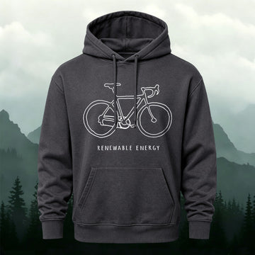 Cotton-Blend Renewable Energy Bicycle Print Versatile Hoodie