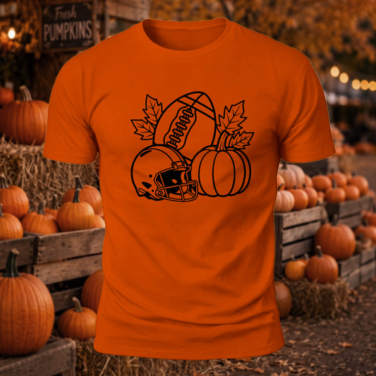 Football Pumpkin Printed Short Sleeve T-Shirt