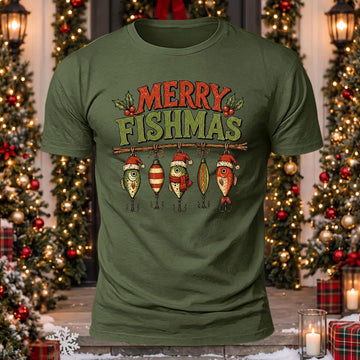 Merry Fishmas Bait Printed Short Sleeve T-Shirt