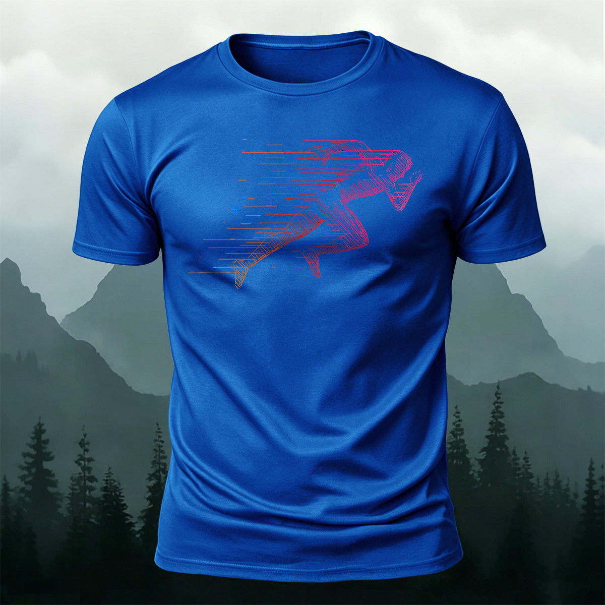 Simple Rapid Running Print Casual Breathable T-Shirt