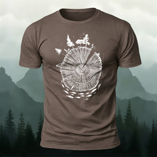 Combed Cotton Cycling Silhouette Printed Casual Tee