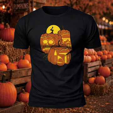 Galactic Halloween - Sith & Mandalorian Pumpkins Printed Short Sleeve T-Shirt