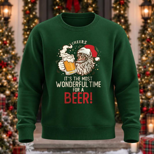 Wonderful Time For A Beer Printed Round Neck Sweatshirt