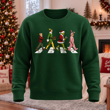 Christmas Abbey Road Printed Round Neck Sweatshirt