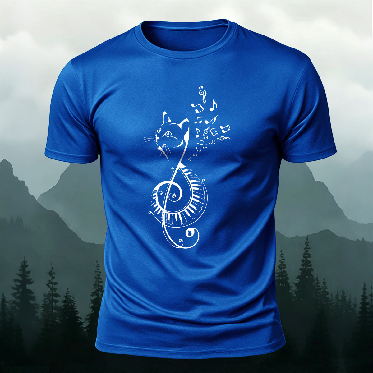 Cotton Cute Cat Music Note Versatile T-Shirt