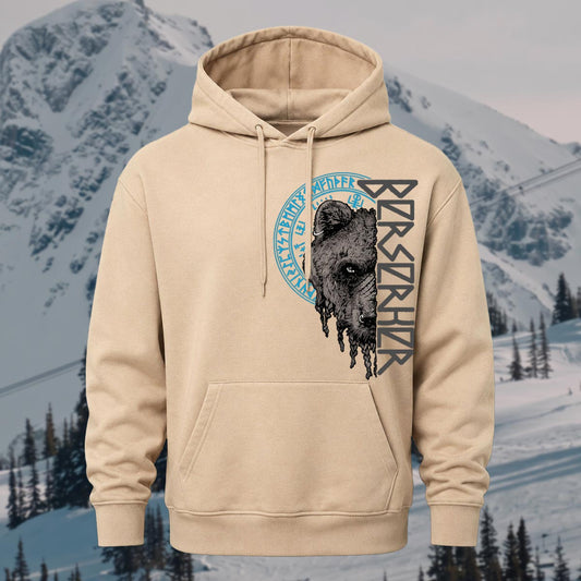 Viking Bear Totem Printed Hoodie Sweatshirt