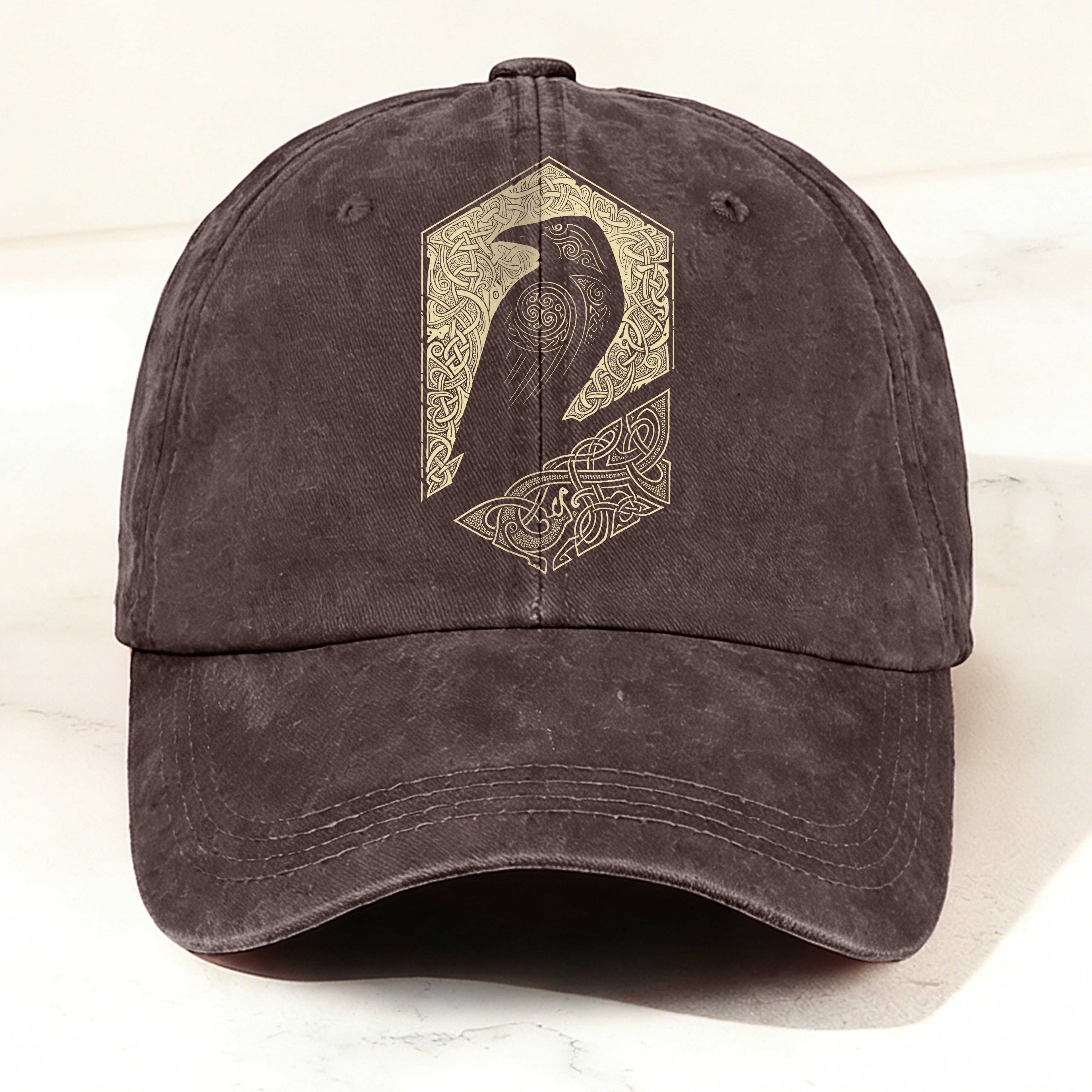 Bird Totem Print Washed Baseball Cap