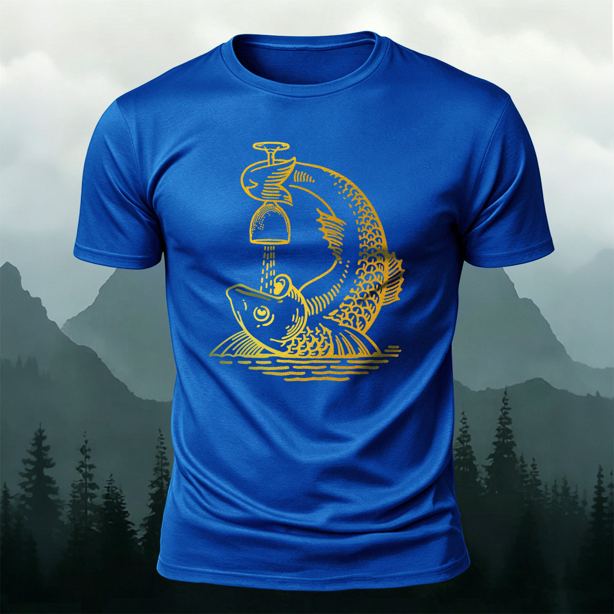 Fish Drunk Printed Casual Cotton Versatile T-Shirt
