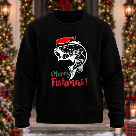 Merry Fishmas Printed Crew Neck Sweatshirt
