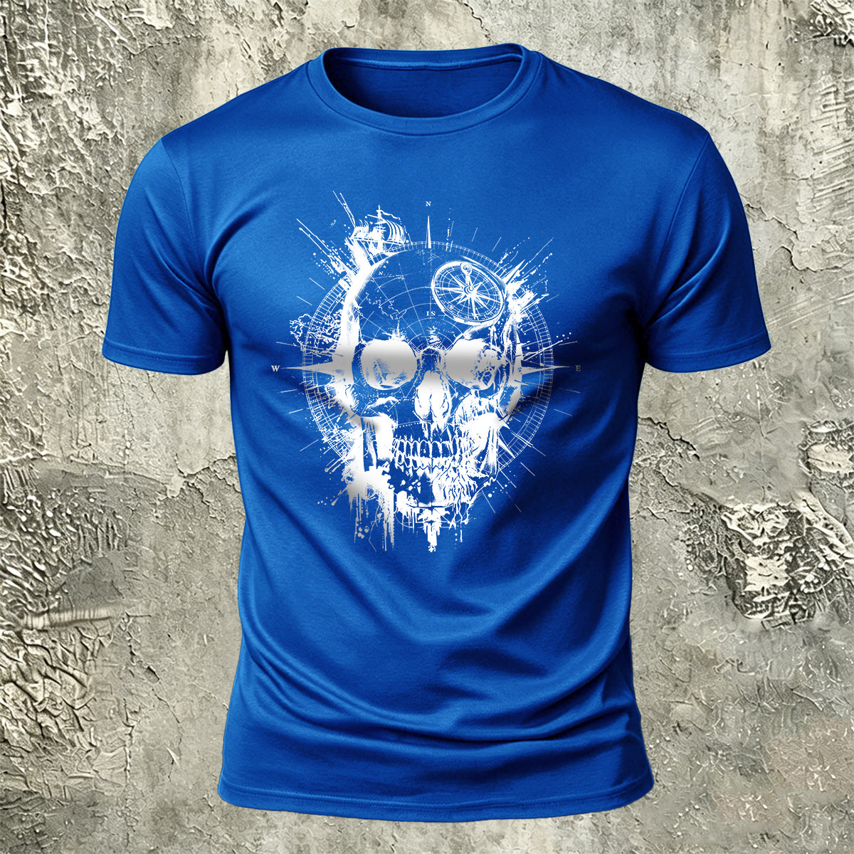 Nautical Compass Skull Retro Casual Breathable Tee