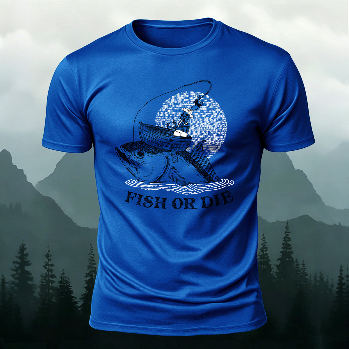 Fish Or Die Printed Casual Cotton T-Shirt