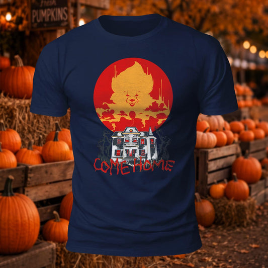 IT Pennywise Come Home Haunted House Printed Short Sleeve T-Shirt