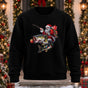 Fishing Santa Printed Round Neck Sweatshirt