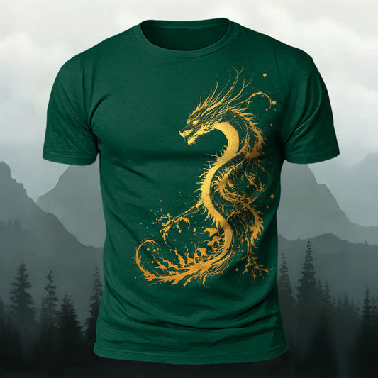 DTG Golden Dragon Printed Short Sleeve T-Shirt