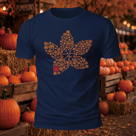 Halloween Autumn Leaf Darts Printed Short Sleeve T-Shirt