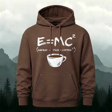 Cotton E=MC² Coffee Limited Edition Print Casual Hoodie