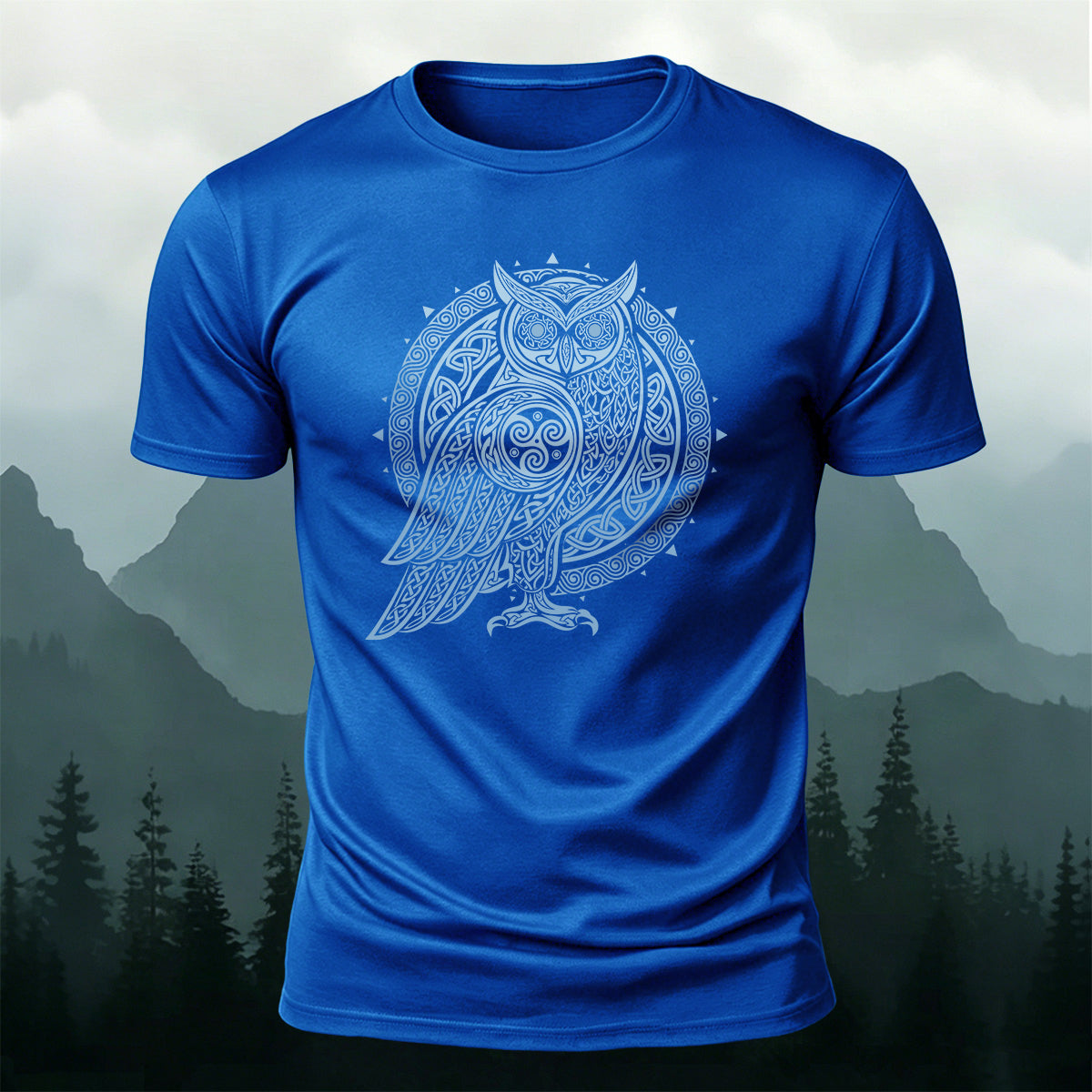 Owl Silhouette Mythical Print Casual Cotton T-Shirt