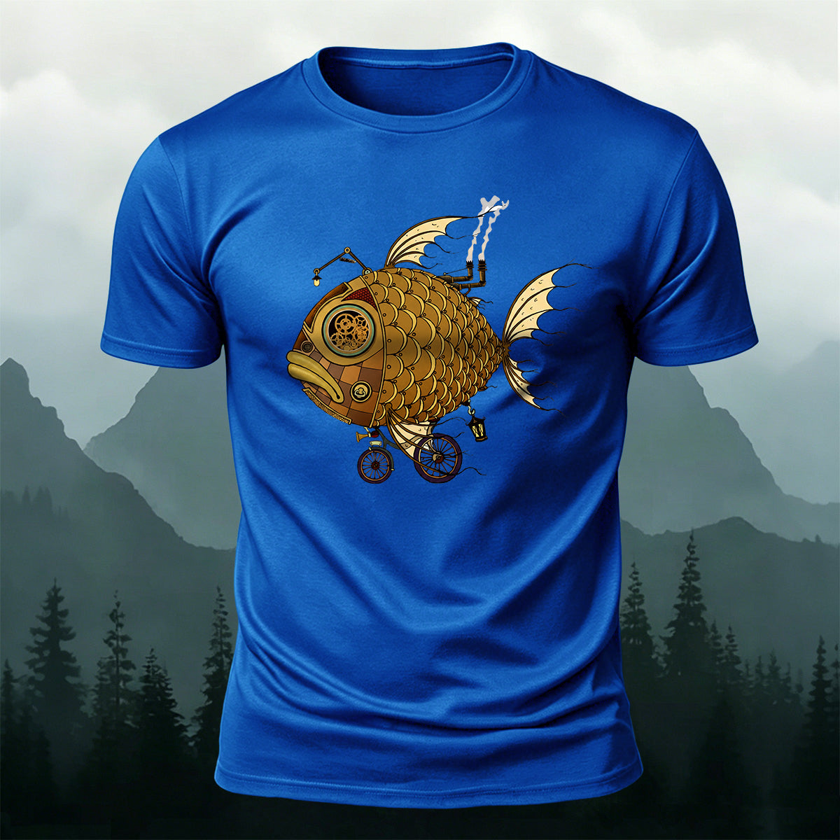 Clownfish Submarine Print Casual Cotton T-Shirt